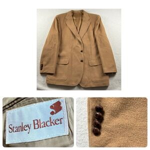 Stanley Blacker Jacket Mens Large Brown Blazer Tweed‎ Coat Wool Coat Vintage